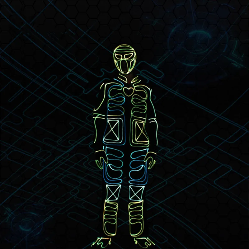 T234 Party wears led lighted costumes prorammable full color RGB robot men suit dj mask luminous colorful outfit glowing clothe | Дом и сад