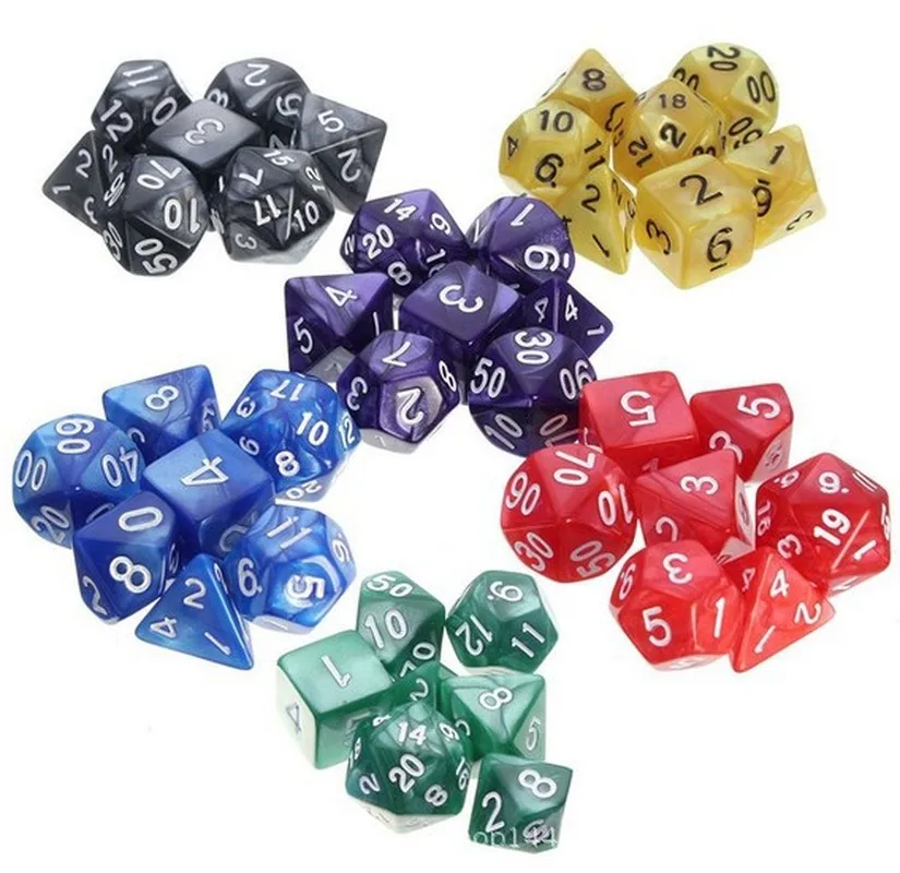 7 шт./компл. многогранные DnD смешанные Цвет кости для ролевой игры Подземелья и