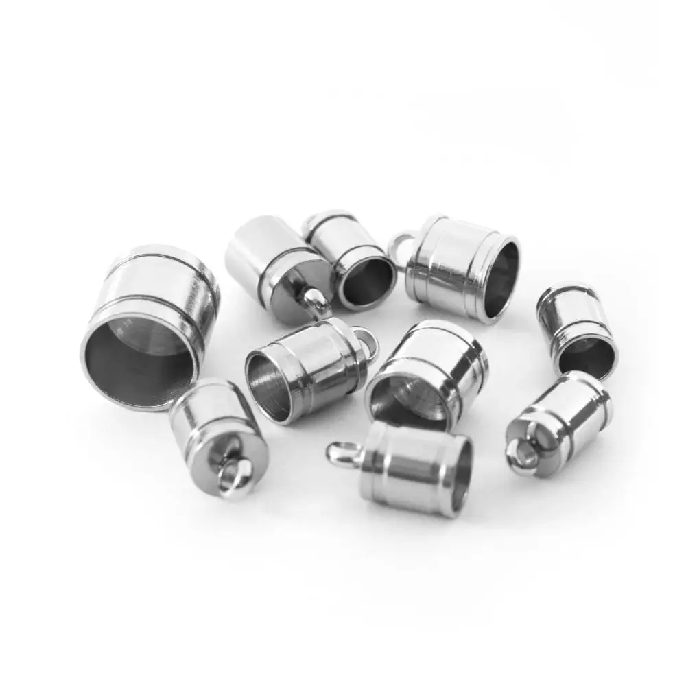 

20pcs/lot Stainless Steel Spacer End Caps End Beads Connector Necklace Cord Tips Engraved For Jewelry Making DIY Accessories