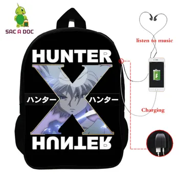 

Mochila Women Backpack Bookbag Anime Cartoon Hunter X Hunter School Bags for Teenage Girls USB Laptop Back Pack Kids Bags Boys