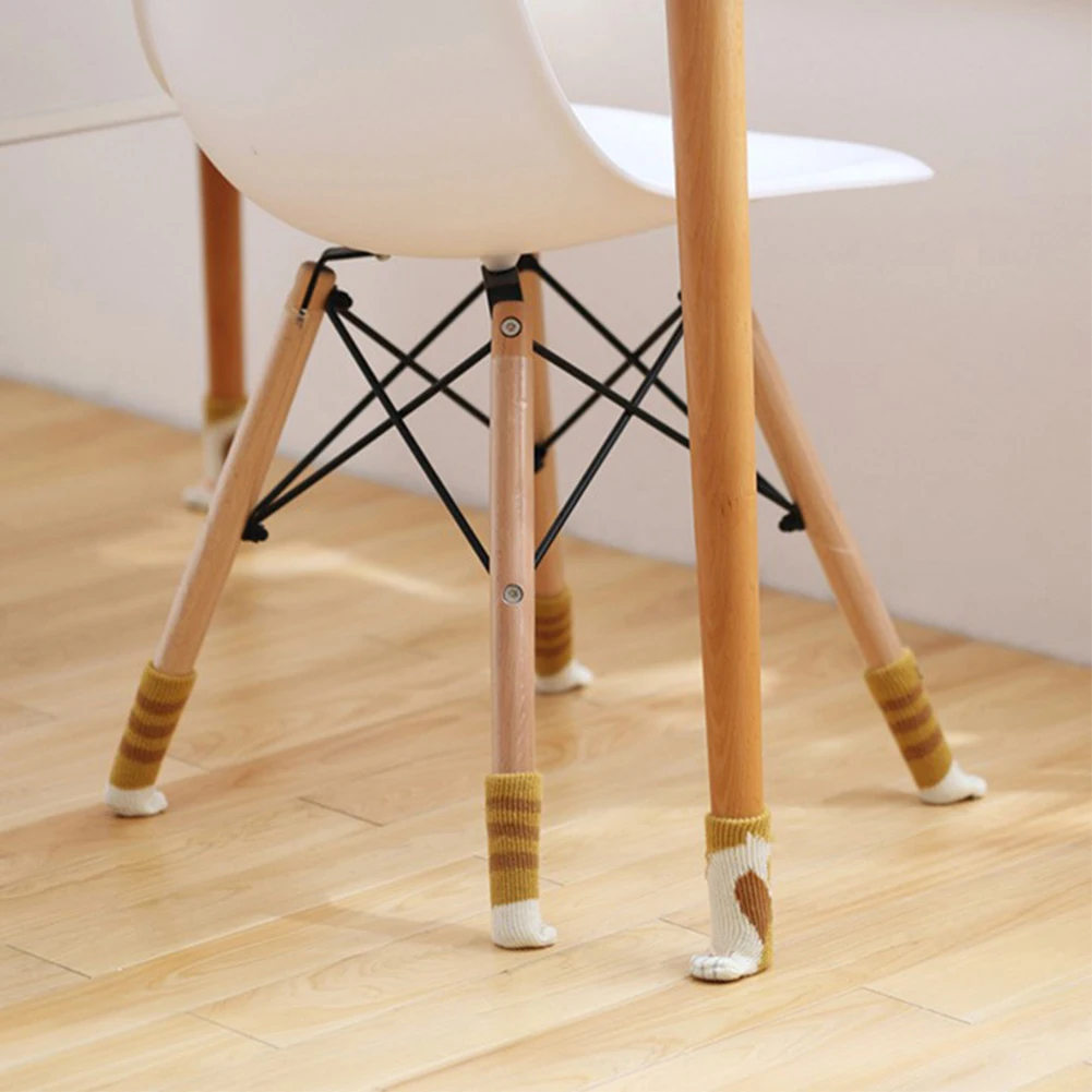 4 шт. вязаные ножки для стульев защитные кошачьи лапы нескользящие носки