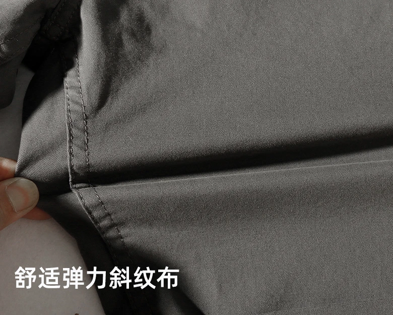 2021 Summer New Casual Shorts Men's Fashion Pure Cotton Washed Old Elastic Twill Fabric Business Knee Length Straight Pants 4
