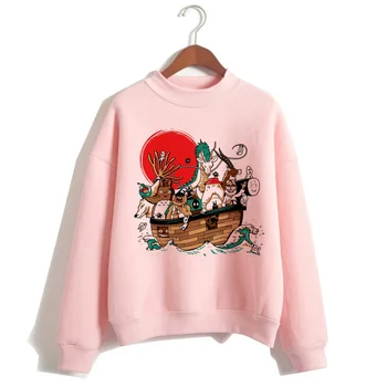 

spirited away totoro Japanese hood women hoodie Studio Ghibli kawaii Sweatshirt Oversized cartoon female ulzzang pink anime