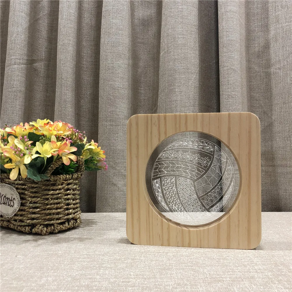 Volleyball Sports 3D LED Arylic Wooden Night Lamp Table Light Switch Control Carving Lamp for Children's Room Decorate Dropship