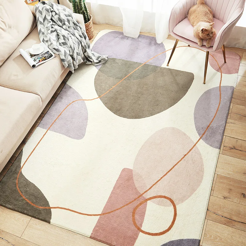 Простые ковры геометрической формы для гостиной, кабинета, напольный коврик, современный журнальный столик, диван, спальня, полный нескользящий коврик для дома