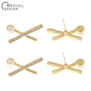 

Cordial Design 50Pcs 11*23MM Jewelry Accessories/DIY Making/Hand Made/Imitation Pearl/Earring Findings/Rhinestone Earrings Stud