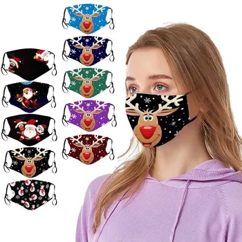 

Christmas masque Breathable Print Mouth Mask Unisex Face Mask Reusable Mask Headband Protection du visage Mascarilla 2021