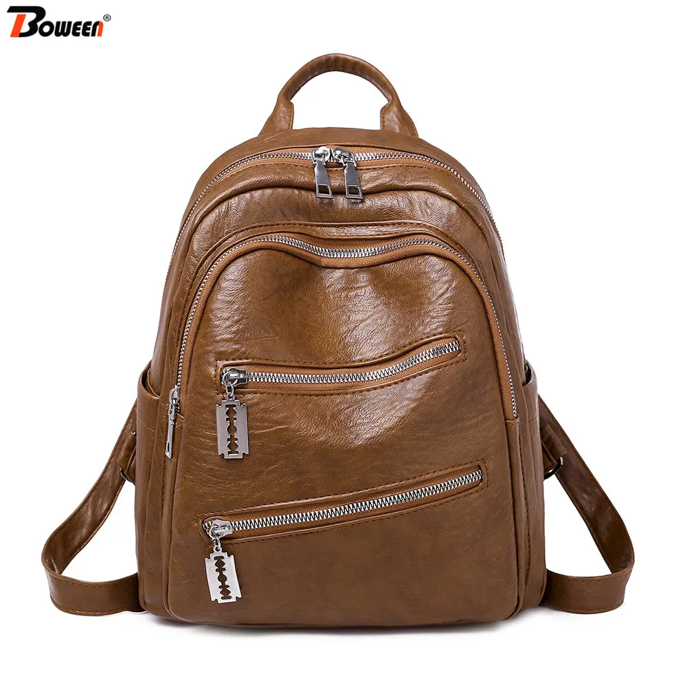 

Retro Soft Pu Backpack Female Leather Backpack Women Small Bag Black Brown High Quality Simple Back Pack Ladies Bagpack Casual