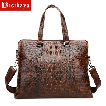 

2020 Men's briefcase bag men's genuine leather laptop bag men office bag for men's crocodile pattern A4 file briefcase handbag