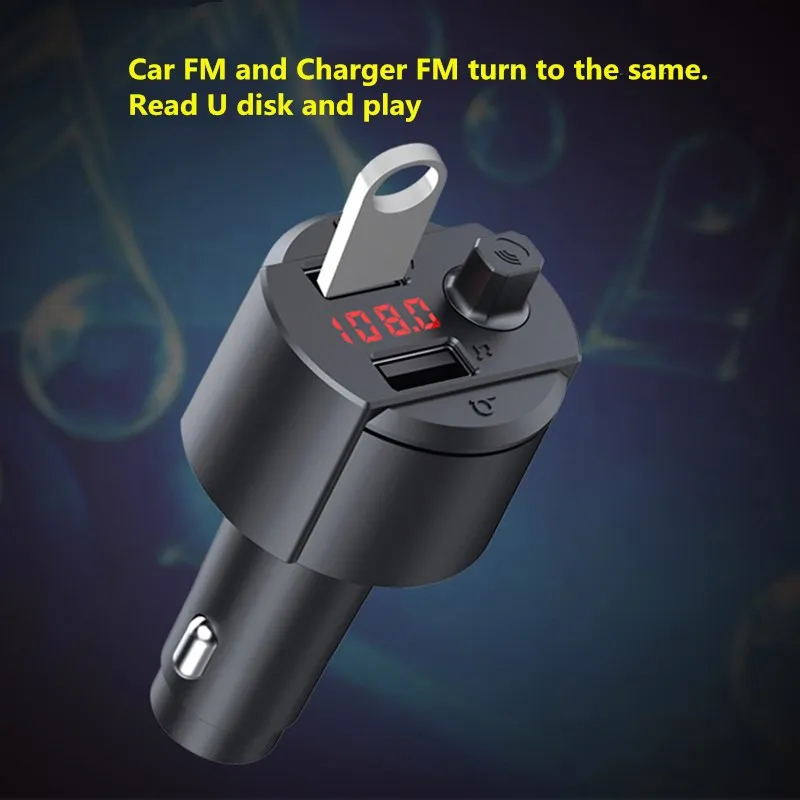 USB Автомобильное зарядное устройство с Bluetooth mp3 плеером fm-передатчик громкой связи два порта многофункциональный для android type c