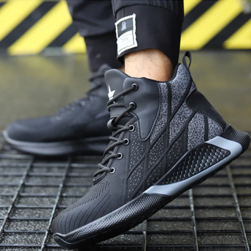 

Men's Work Safety Boot High Top Sneaker Breathable Work Shoes Indestructible Boots Male Puncture Proof Steel Toe Safety Shoes