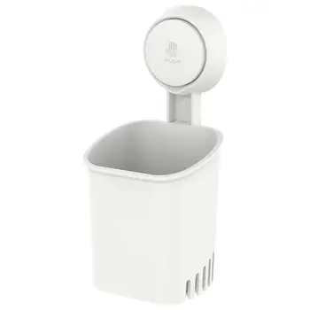

Suction Cup Toothbrush Holder Wall Mounted, Toothpaste, Shaver, Razor and Makeup Brush, No Drill or Nail Needed - White