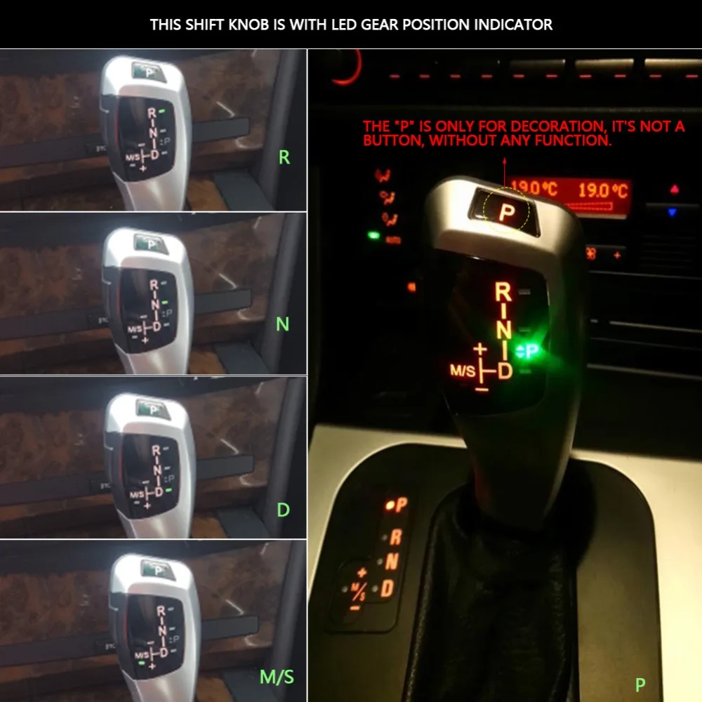  Auto Car Manual Gear Shift Knob Stick LED Shift Lever LHD Automatic Gear Shift Knob Shifter Lever f