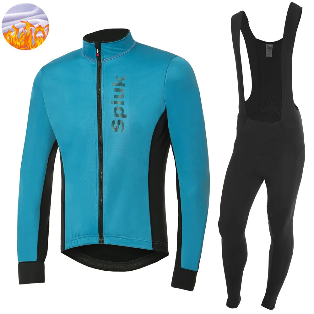 

Spuik Pro Cycling Clothing Men Winter Long Sleeve Jersey Set Road Bike Uniform Cycl Set Thermal Fleece Clothes Bib Pants Suit