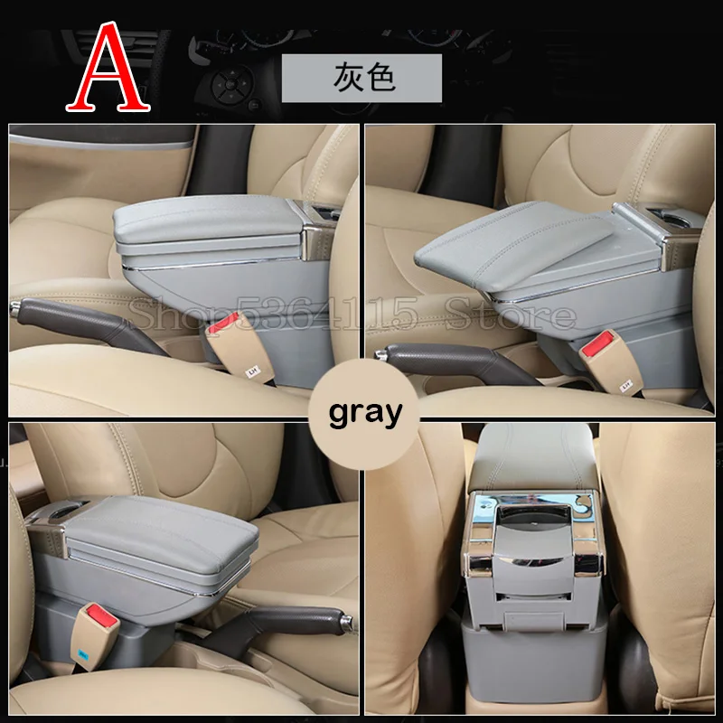 Автомобильный ящик для хранения подлокотников для Toyota Yaris L Vios 2011-2016хэтчбек центральная консоль коробка для хранения поворотный подлокотник - Название цвета: A  gray