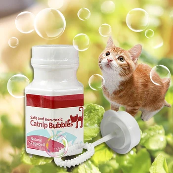 

Cat Catnip Bubbles Spray Toys Interactive Kitty Bubble Blower Pet Cat Toy Funny Interactive Toys 18ml/120ml