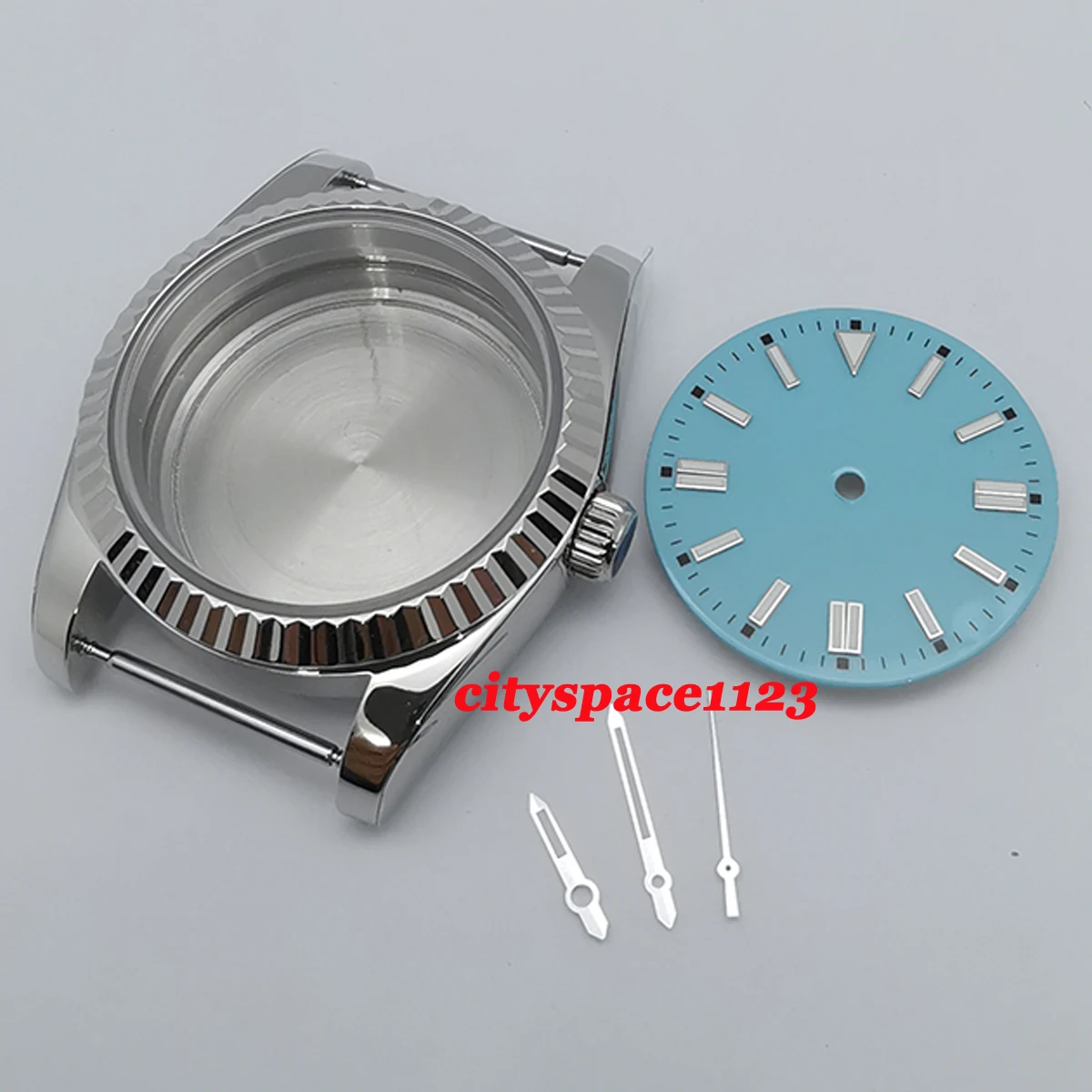 

36mm Polished Sapphire Glass Stainless Steel Watch Case+Dial+Hands Fit NH35,NH36 Automatic Movement