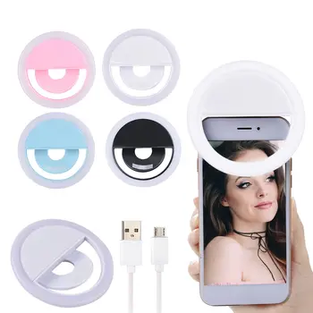 

USB Selfie Led Ring Flash Light Portable Phone Selfie Lamp Phone Photography Ring Light Flash Light Luminous Ring Clip New#