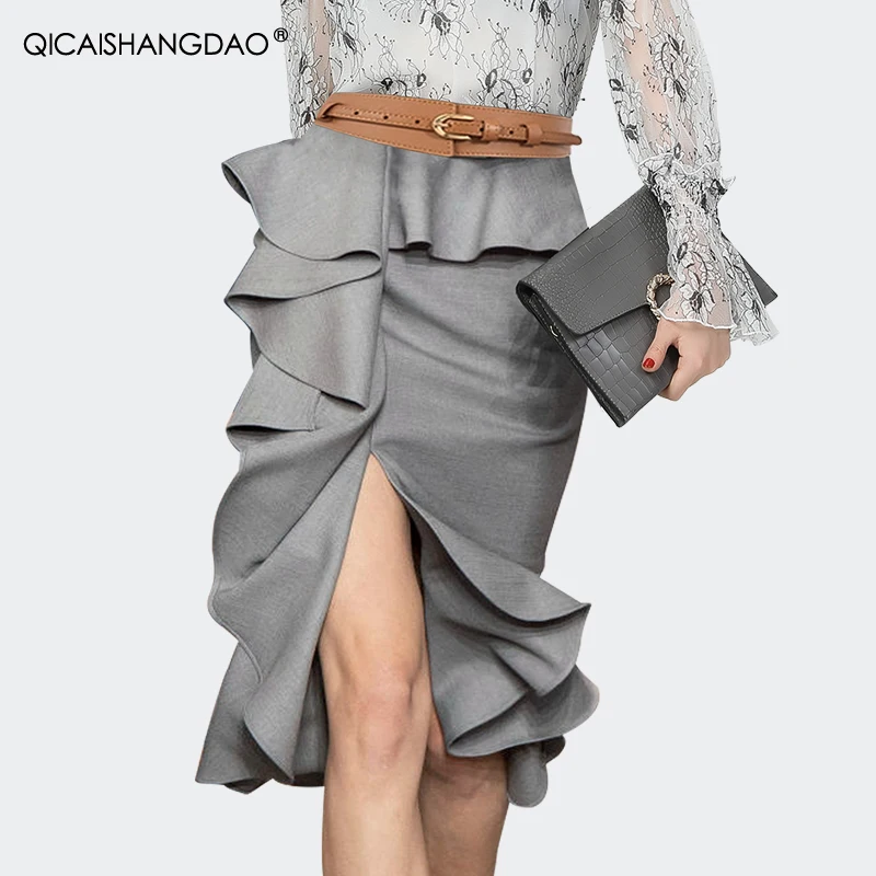 Mid Length Ladies Skirts 2021 Spring Summer New Fashion High Waist