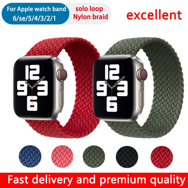 Nylon Braided strap For Apple Watch bands 6/se 5 4 38/42mm Solo Loop Elastic belt Strap Bracelet iWatch Series 6 5 4 44/40mm afbeelding
