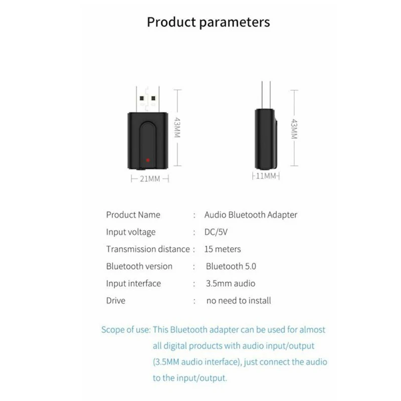 Портативность два в одном USB Bluetooth 5,1 передатчик и приемник телевизионный компьютер беспроводной аудио USB Bluetooth адаптер
