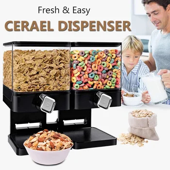 

New Kitchen Dry Food Snack Jar Double Dispenser Storage Grain Container Household Kitchen Fresh Food Bottle Household Items