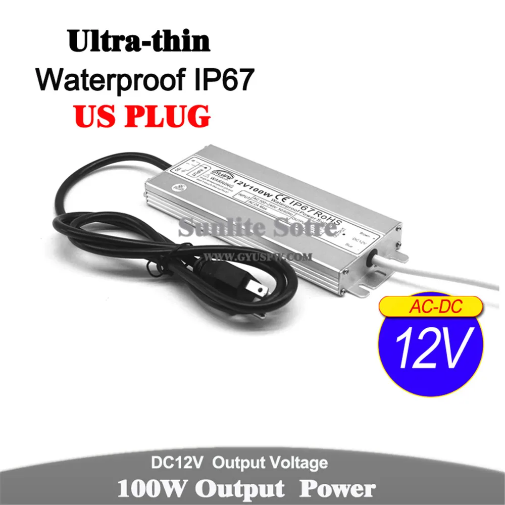 DC12V DC24V 60W 72W 100W 120W 150W Power Supply Switch AC DC 12V 24V Waterproof IP67 Power Adapter US PLUG For LED Light CCTV