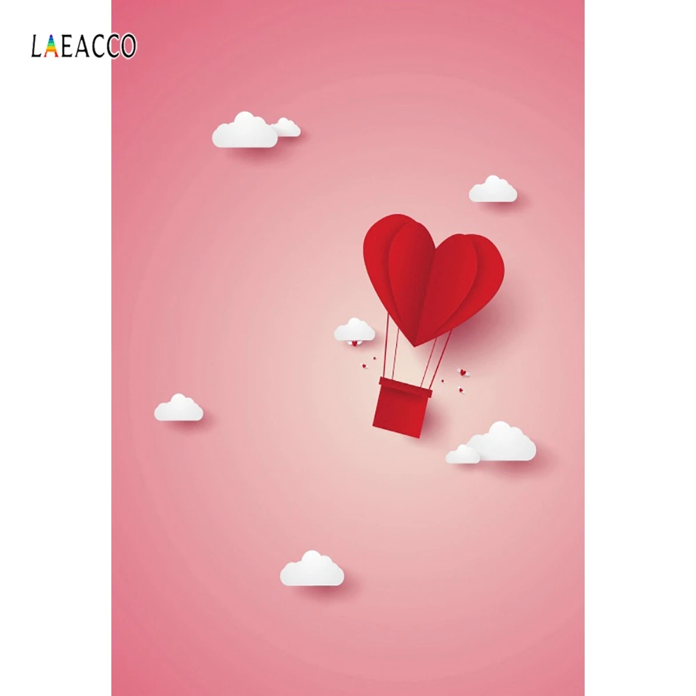 Laeacco красное сердце горячий шар фотографии фонов День Святого Валентина друг