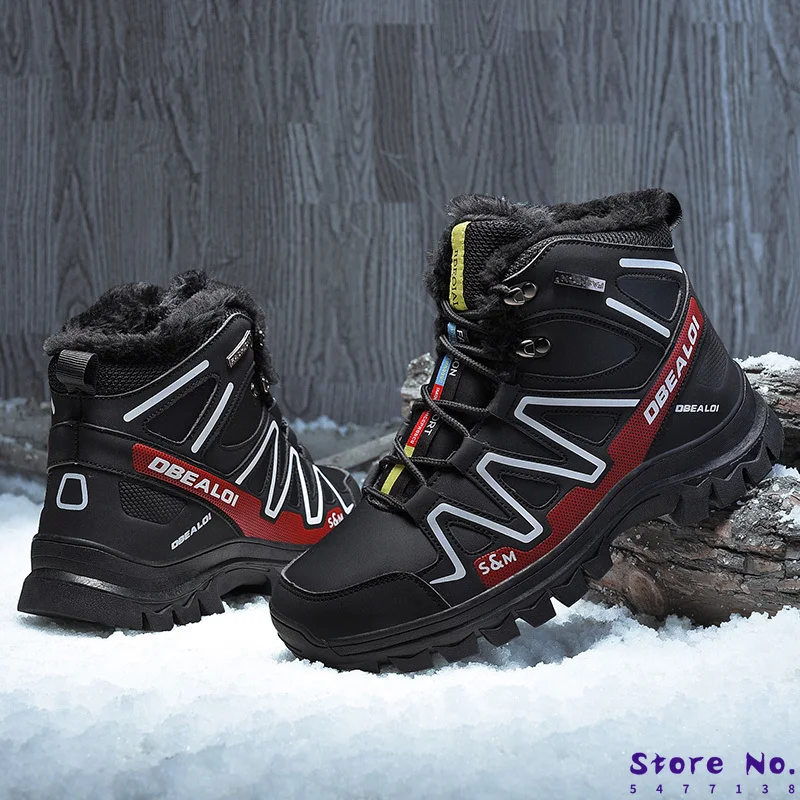 

2019 Autumn and Winter New Men's Boots Plus Velvet Snow Boots Non-slip Cotton Boots Large Size Cotton Shoes Men