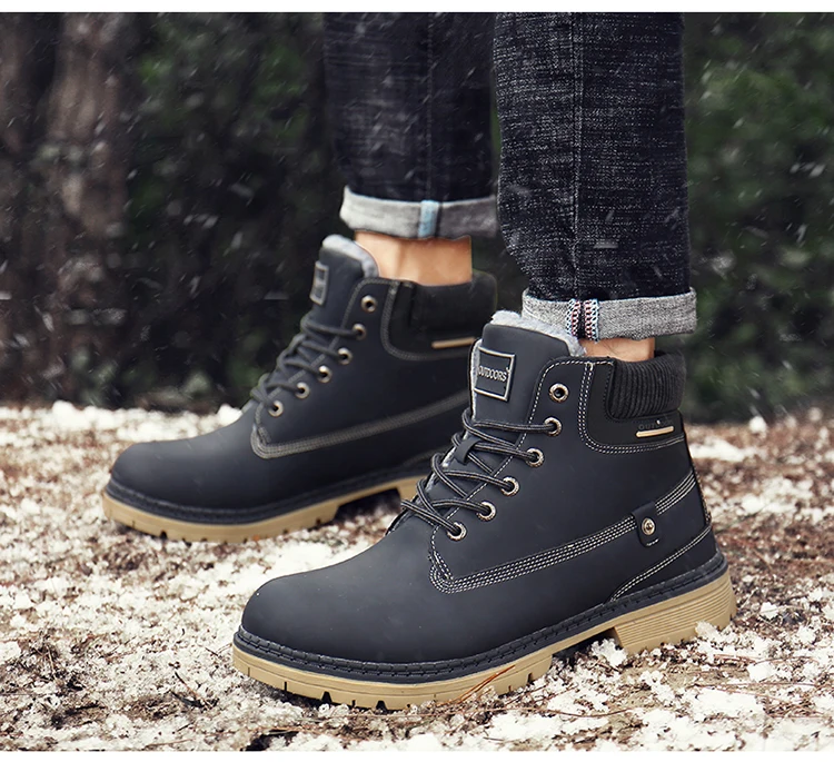 Men Snow Boots With Fur Winter Warm Outdoor Shoes Mens Sneakers Non-slip Rubber Ankle Boots Waterproof Botas De Hombre Warm Shoe