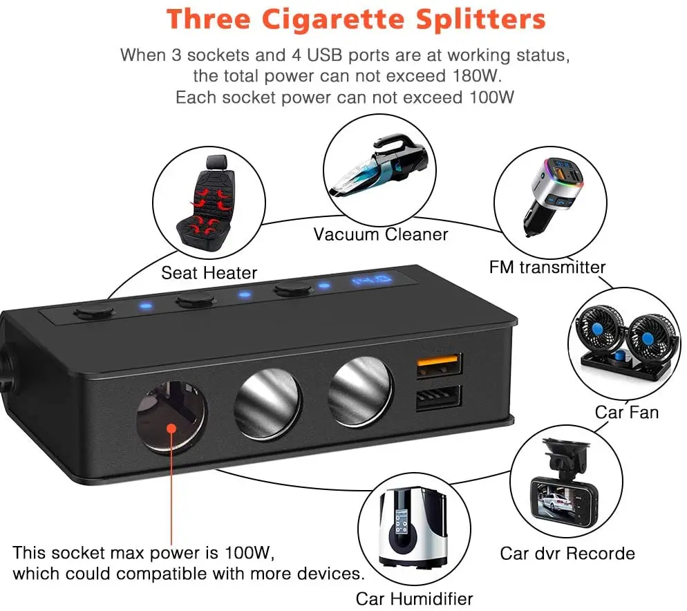   3.0   й 12V/24V 3  180W ON-OFF DC  ڵ й 4 Ʈ USB ڵ 