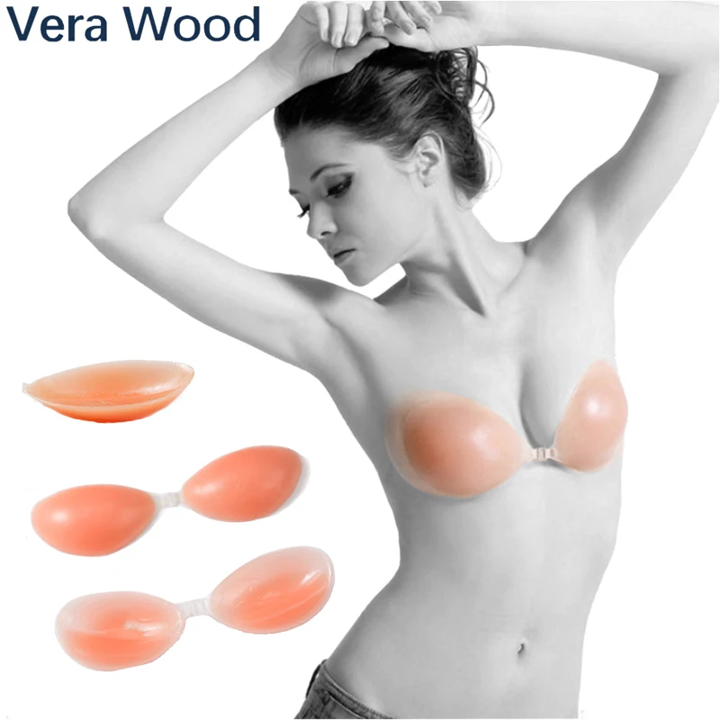 

Nipple Cover Women Silicone Bra Invisible Self-Adhesive Sexy Push Up Strapless Bra Double Thick Enhancer