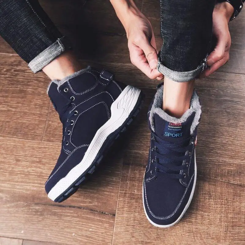 

Men ankle boots snow warm lace up flats shoes male man shoe men's outdoor PU leather booties sapato feminino chaussure C012062