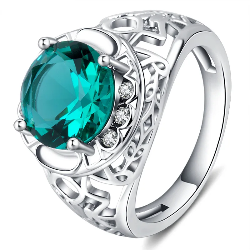 925 anillos, серебряные, зеленые, циркониевые, выдолбленные, CZ камни, кольца для женщин, установка ободка, женские кольца на палец