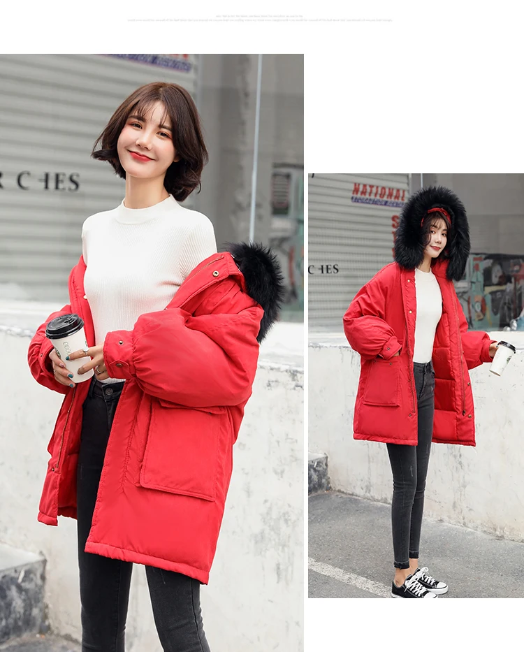Женская куртка с хлопковой подкладкой,, стиль, корейский стиль, для студентов, зимнее, средней длины, плотное, хлопковое пальто, большой размер, пуховик, Fas