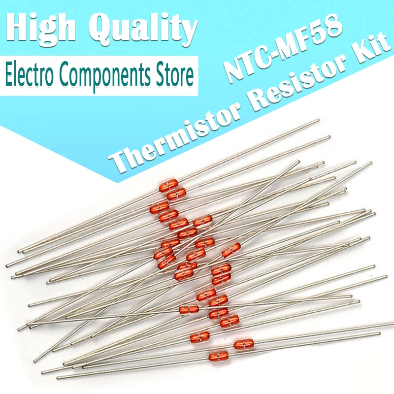 100Pcs 10Value Thermal Resistor NTC MF58 3950 B 5% 1K 2K 5K 10K 20K 50K 100K 200K 500K 1M 1/2/3/5/10/K Ohm R Thermistor Sensor |