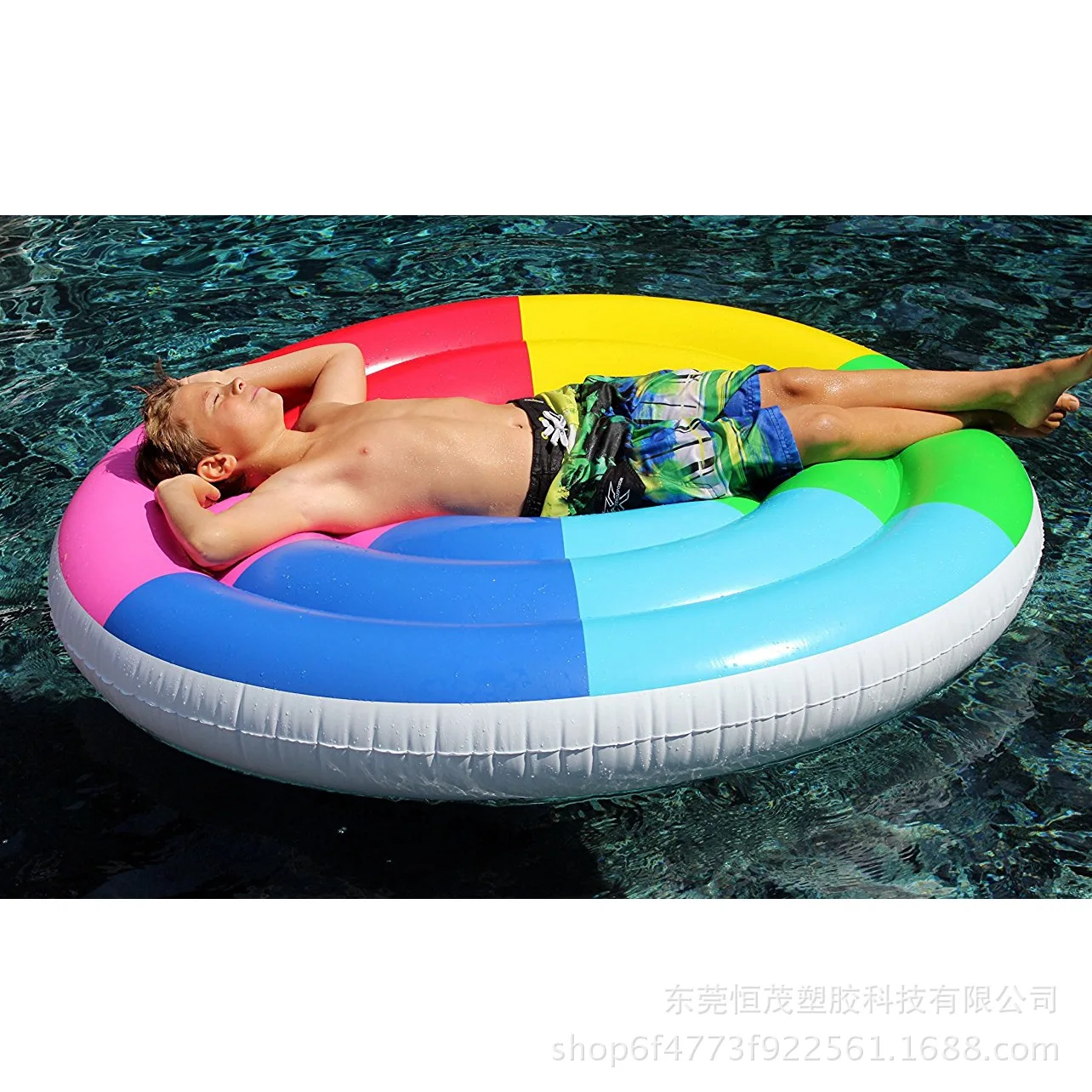 

Factory Profession Customizable PVC Inflatable round Rainbow Floating Row Rainbow Inflatable Floating Island Double Water Floati