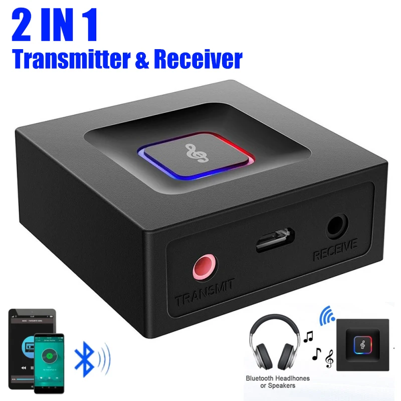 JINSERTA 2 IN 1 Bluetooth 5 0 Receiver Transmitter 3 5mm AUX Wireless Auido Music Adapter for Car Speaker Headphone Home Stereo