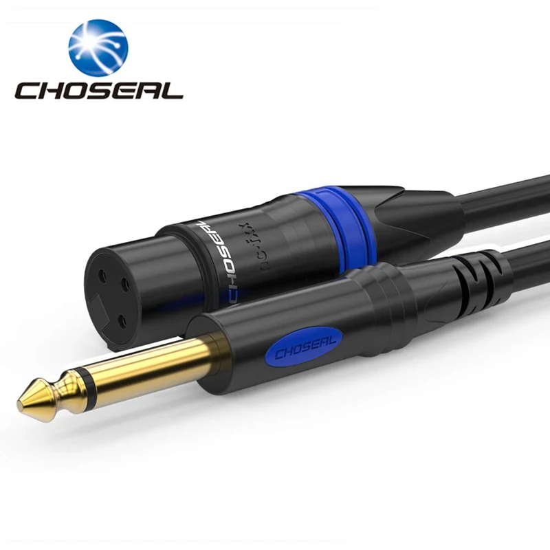 

CHOSEAL QS3801 Alloy 6.35mm AUX Audio Cable 0.5/1/1.5/2/3M Female to Male For Balanced Microphone Mixer Stereo Amplifier
