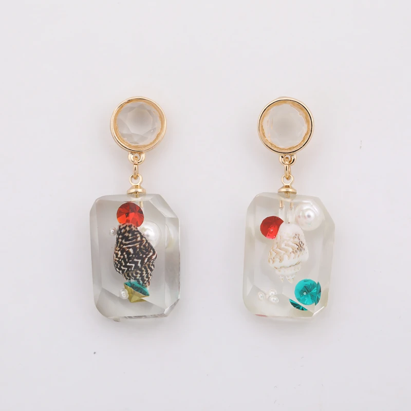 

Timeless Wonder Resin Geo Pearl Shell Asymmetric Stud Earrings Party Top Punk Gothic Ins Cute Gifts Women Unique Rare Kpop 8540
