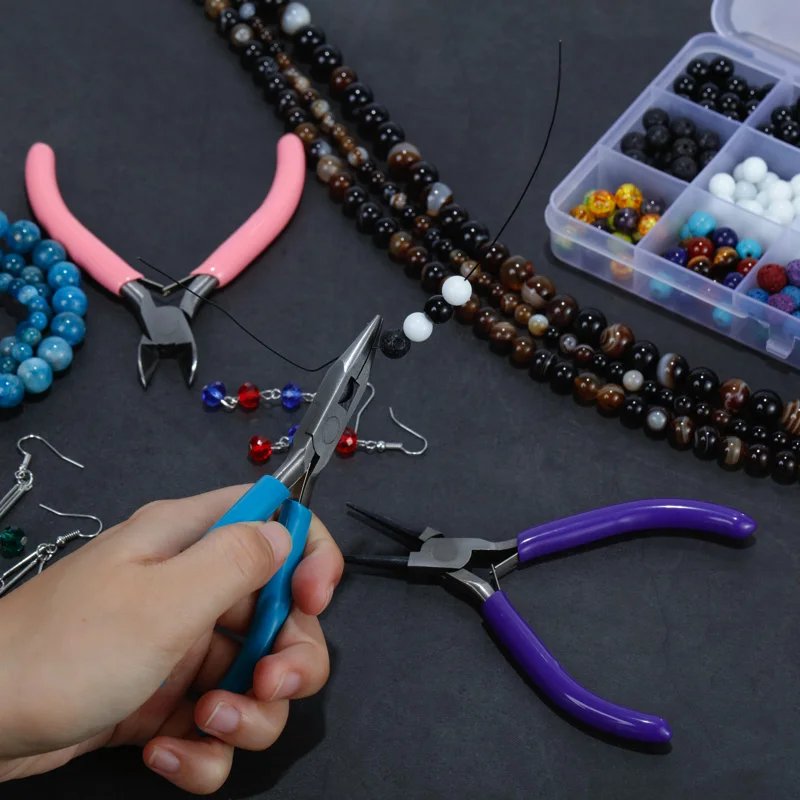 Alicates de reparación y fabricación de joyas, Kit de herramientas de corte de alambre de aguja y Alicates de punta redonda para pulsera y pendientes hechos a mano