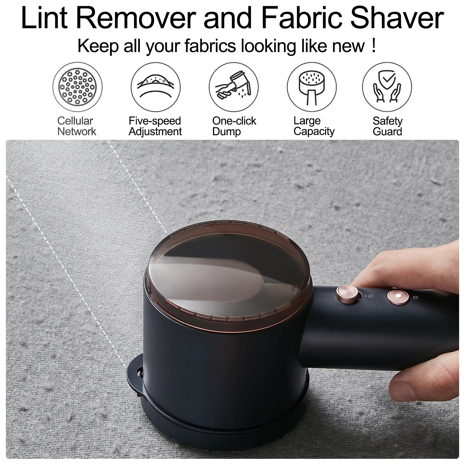 ZHIBAI Electric Lint Remover for Clothing Universal USB Clothes Fuzz Pellet 5-Speed Adjustment Charge Fabric Shaver Removes