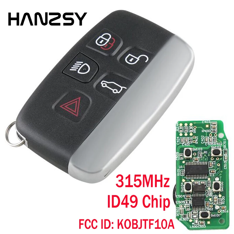 

10 Pcs 5 Buttons For Land Rover Discovery 4 Freelander Range Rover Sport Evoque 2012-2015 Smart Key KOBJTF10A ID49 Chip 315Mhz