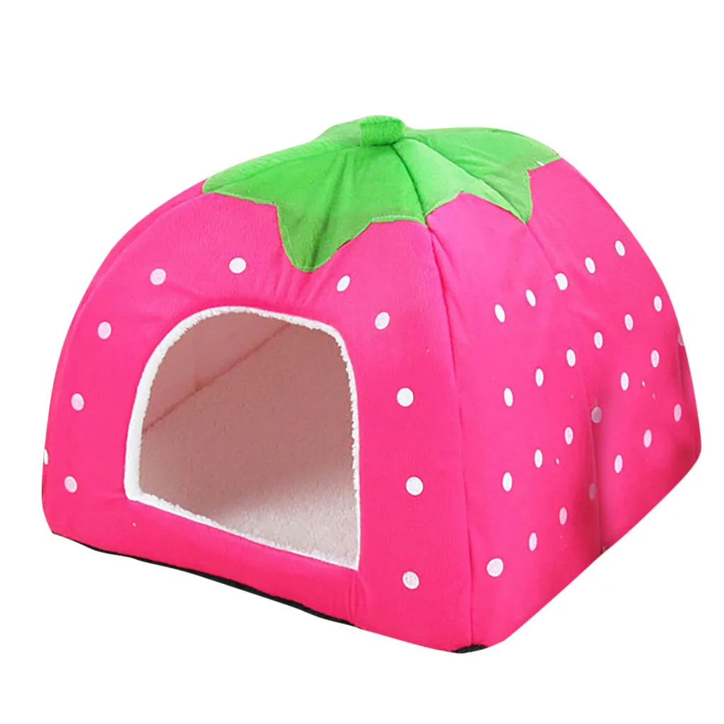 Soft Strawberry Pet Dog Cat House Comfortable Kennel Doggy Bed Foldable Fashion Cushion Basket Cute Animal Cave Pet Products * Soft Strawberry Pet Dog Cat House Comfortable Kennel Doggy Bed Foldable Fashion Cushion Basket Cute Animal Cave Pet Products *