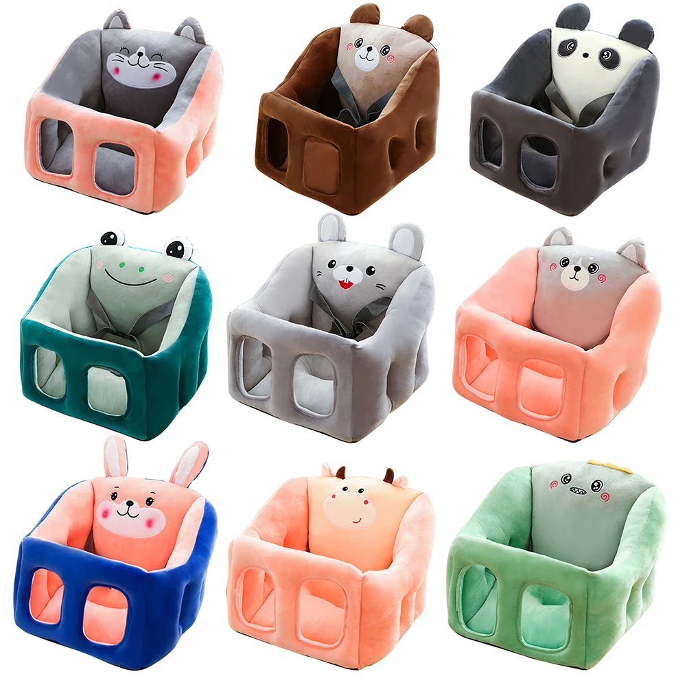 Funda de asiento de apoyo para sofá de bebé, silla de felpa para aprender a sentarse, cómoda, acolchada, lavable, sin relleno