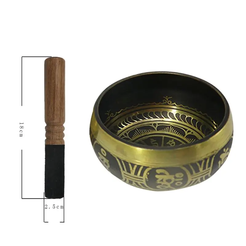 Silent Silent Mind?Tibetan Singing Bowl Set ? Antique Design ? With Dual Surface Mallet and Silk Cushion? Promotes Peace, Chakra