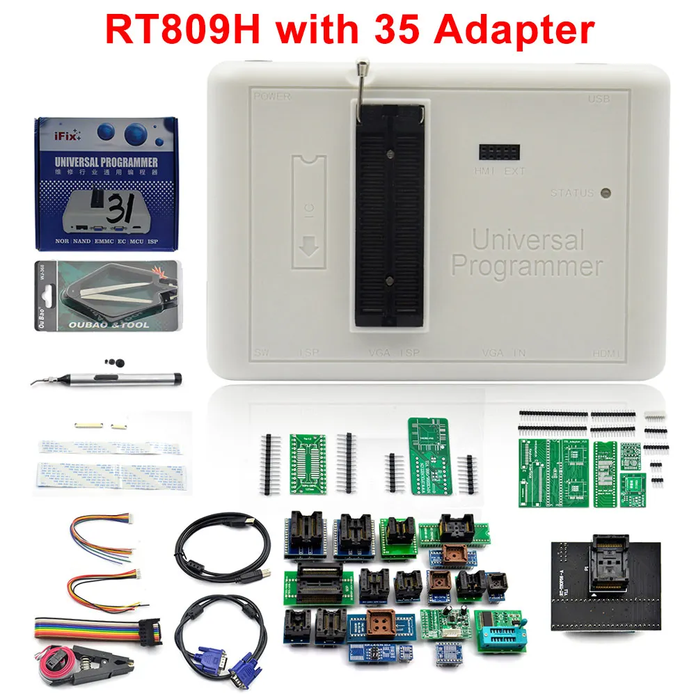 

Factory Price Original RT809H Programmer +35 Items Edid Cable EMMC-Nand Extremely Universal WITH CABELS Laptop PC Programmer