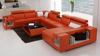 

Home furniture U shape sofa set with orange /red /white/black