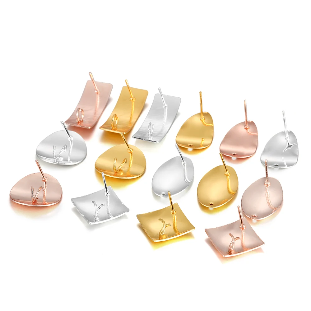 10 paires/lot de 7 Styles de clous d'oreilles polygonaux géométriques plaqués pour bricolage boucles d'oreilles fabrication de bijoux accessoires de recherche