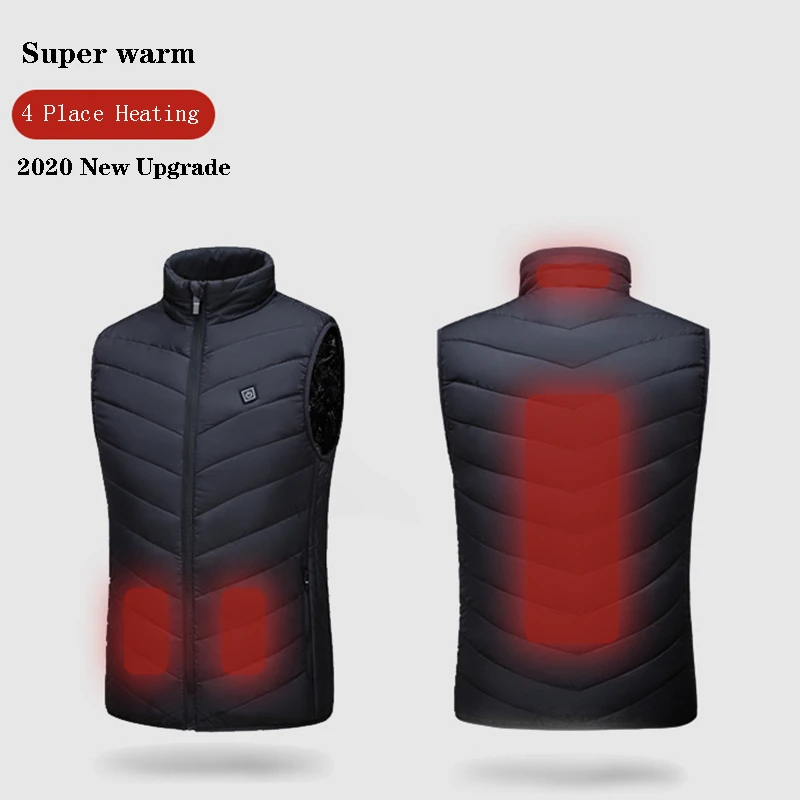 

Super Warm Outdoor Coat Camping Hiking Jacket 4 Place Heating USB Electric Heated Vest Winter Waistcoat 2020 New Heated Vest